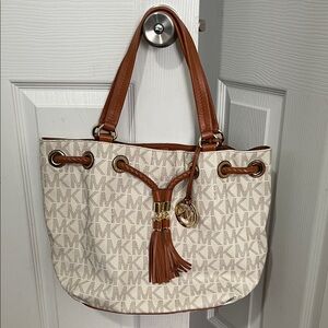 Michael Kors Tan and Cream Logo Tote